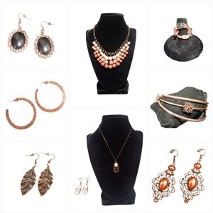 Elegant Copper and Black Jewelry Set
